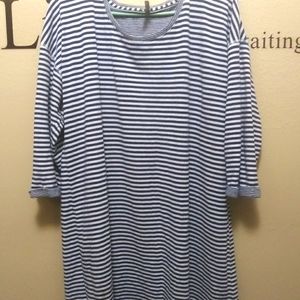 long navy and white lounge shirt